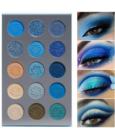 AFFLANO Blue Eyeshadow Palette - Highly Pigmented Matte & Shimmer Shades - Waterproof, Vegan, Metallic & Glitter - Perfect for Smokey, Nude & Space-Blue Eye Makeup - Buy Online on GoSupps.com