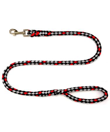 Dog leash large dogs jumbo with hand loop up to 80 kg / guide leash / training line / training line very stable 17 colors (1m ohio (black-silver-red)) 1m Ohio (black-silver-red)