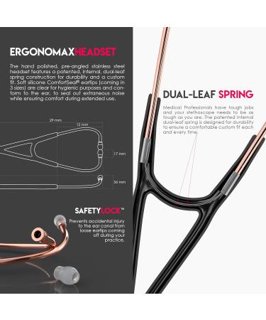 Buy MDF Instruments ProCardial Dual Head Stethoscope - Stainless Steel Adult-Pediatric with Convertible Bell | Free Parts for Life - Rose Gold/Black - Buy Online on GoSupps.com