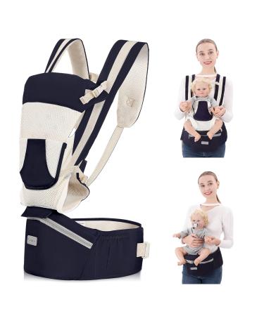 6-in-1 Newborn to Toddler Baby Carrier with Hip Seat - Navy Blue | Adjustable & Breathable All Seasons Baby Holder Backpack 0-36 Months - Buy Online on GoSupps.com