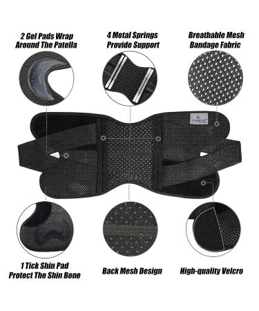 CURELIX 2023 Knee Brace with Side Stabilizers - Adjustable Support for Meniscus Tear, MCL, ACL, Arthritis - Gel Pad & Shin Pad Included (Black, Large) - Buy Online on GoSupps.com