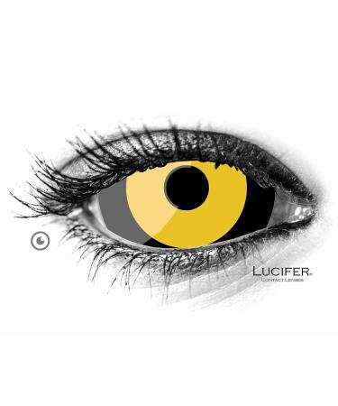 Lucifer colored contact lens Sclera Yellow Ghoul - Large colored contact lenses 22mm - 2 pieces (1 pair) without prescription contact lenses for Halloween Cosplay Carnival Party