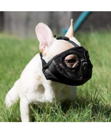 Jyhy Adjustable Muzzle for Flat-Nosed Dogs & Cats | Breathable & Comfortable | Perfect for Bulldogs Pugs & More - Size S (23-31cm) Black - Buy Online on GoSupps.com