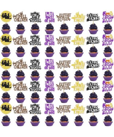 40Pcs Hocus Pocus Cupcake Toppers Hocus Pocus Party Decorations Hocus Pocus Decorations I Put A Spell on You I Smell Children Cupcake Toppers Glitter Hocus Pocus Party Supplies - Buy Online on GoSupps.com