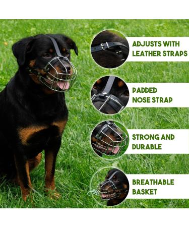 Bronzedog Rottweiler Dog Muzzle - Adjustable Durable Metal Wire Basket for Large Dogs | American Bulldog No Bark Muzzle (L) - Buy Online on GoSupps.com