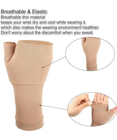 VOCOSTE Wrist Support Sleeves - Elastic Compression Brace for Men & Women Size S Beige | International Shipping Available - Buy Online on GoSupps.com