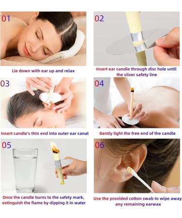 Rimiko 16-Piece Ear Candles Set Organic Beeswax Ear Wax Remover Non-Toxic Includes Protective Slices & Cotton Swabs + Free Detox Foot Pads - Buy Online on GoSupps.com