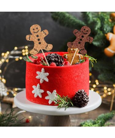 Whaline 48Pcs Christmas Cupcake Topper Glitter Brown Gingerbread Man Cupcake Picks Holiday Food Picks for Xmas Winter Cake Decoration - Buy Online on GoSupps.com