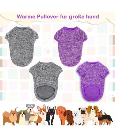 Ranypet 2 Pack Large Dog Sweater - Warm Thick Knitted Winter Clothing for Medium Dogs (3XL) - Purple & Gray - Buy Online on GoSupps.com