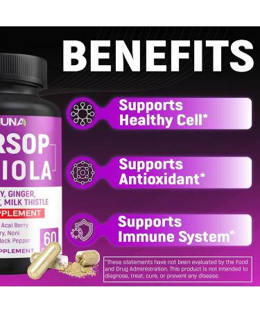 Soursop Graviola Capsules with Elderberry Turmeric Curcumin and More - 120 Capsules for 4 Months Supply (Pack of 2) - Buy Online on GoSupps.com