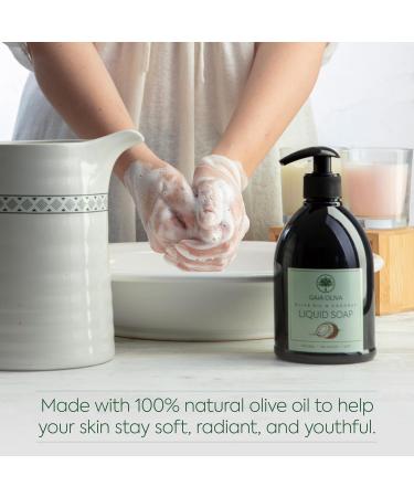 GAIA Oliva Olive Oil Hand Soap Liquid Luxury Moisturizing Liquid Hand Soap for Bathroom & Kitchen Natural Ingredietns for Dry Cracked Hands with Coconut Scent 16.9 FL OZ Bottle (Pack of 2) Coconut 16.9 Fl Oz (Pack of 2) - Buy Online on GoSupps.com