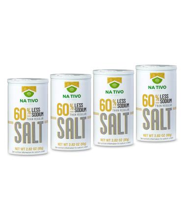 Nativo Low Sodium Salt - Salt alternative 60% less Sodium - For diets low in Sodium - Keto and Paleo friendly - Pack 4 shakers x 2.82 oz
