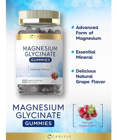 Carlyle Magnesium Glycinate Gummies | 100 Count Vegan Non-GMO Gluten Free Supplement - Buy Online on GoSupps.com