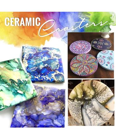 50 Pack Round White Unglazed Ceramic Coaster Tiles with Cork Backing - Perfect for Alcohol Ink, Acrylic Pouring, Mosaics, and DIY Painting - Buy Online on GoSupps.com