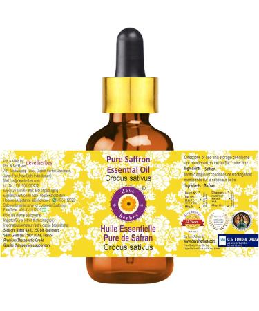 Deve Herbes Pure Saffron Essential Oil (Crocus sativus) with Glass Dropper Steam Distilled 15ml (0.50 oz) - Buy Online on GoSupps.com