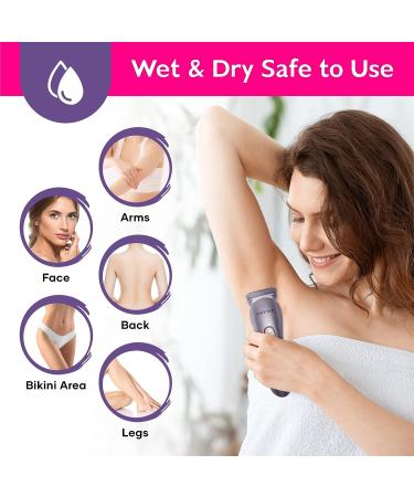 MAYYAD Women's Electric Shaver with LED Light | 2-in-1 Cordless Razor & Trimmer | Rechargeable Hair Remover & Nail Kit | Purple Grooming Set - Buy Online on GoSupps.com
