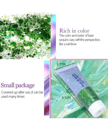 Prreal Body Glitter Gel 50ml - Holographic Face & Body Sequins Chunky Glitter for Makeup Eyeshadow & Nails - Festival Ready Shimmer #Green - Buy Online on GoSupps.com