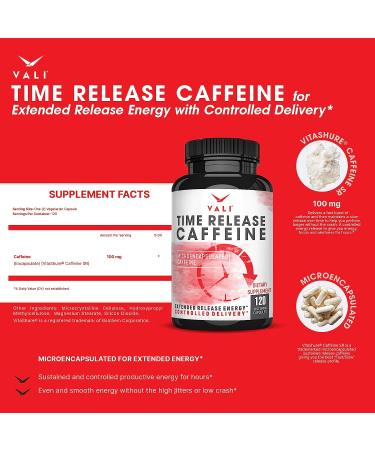 VALI Time Release Caffeine 100mg Pills - Extended Energy & Focus Supplement - Buy Online on GoSupps.com