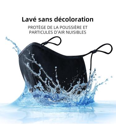 Ansta 7-Piece Washable Cotton Face Masks - Reusable Adjustable Unisex Dust Protection for Men & Women - Black - Buy Online on GoSupps.com