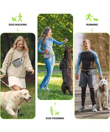 Xoolkly Dog Treat Pouch for Dog Training and Walking Dog Treat Bag with Adjustable Belt 3 Ways to Wear Dog Walking Bag with Poop Bag Holder Grey - Buy Online on GoSupps.com