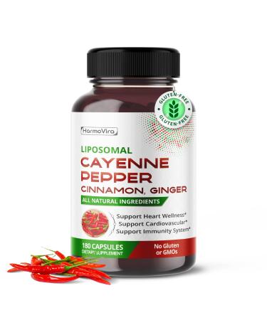 Liposomal Cayenne Pepper Cinnamon Ginger - Support Digestion Wellness Immunity - 180-day Supply 60 count (pack of 2)