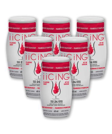 iiCiNG Flavour Shot Raspberry Grapefruit - All Natural flavours | Zero Calories | 1 bottle | 48ml | 24 servings | You re in control of your own flavour | All you need to do is squirt 6 pack Raspberry Grapefruit - ca 48 ml (Pack of 6)