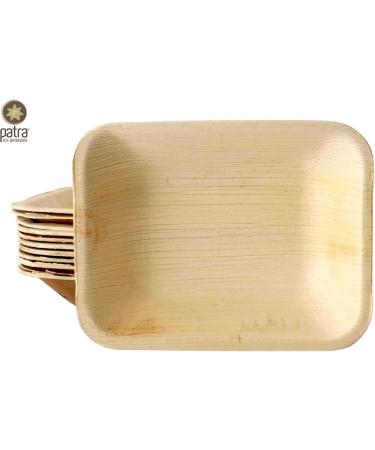 Patra 25pcs 6x5 Inch Rectangular Palm Leaf Disposable Bamboo Bowl Eco Friendly Biodegradable Food Trays 10oz (300ml) - Superior to Paper and Plastic Bowls - Buy Online on GoSupps.com
