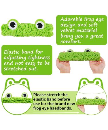 Cute Frog Headband Set for Girls and Women - 3 Pieces Funny Green Headbands for Face Washing, Shower, Spa, Yoga - Elastic Turban Hair Wrap - Buy Online on GoSupps.com