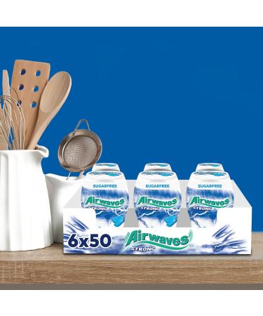 Airwaves Chewing Gum Strong - Sugar-Free White 6 Cans (50 Pieces Each) | Buy Now - Buy Online on GoSupps.com