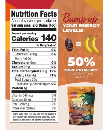 Natural Delights Large & Plump Pitted Medjool Dates - Non-GMO & Pesticide Free, 8 oz Bag - Buy Online on GoSupps.com