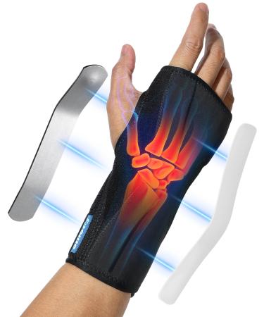 Carpal Tunnel Wrist Brace Night Support with Splints and Removable Resting Pad Adjustable Wrist Support Wrap for Sleeping Tendonitis Arthritis Sprained Wrist Carpal Tunnel Brace Both Hands S black