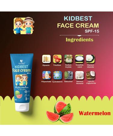 Kidbest Face Cream for Kids | SPF 15 Tear-Free Paraben-Free Watermelon Flavor Safe for Sensitive Skin - 50ml - Buy Online on GoSupps.com