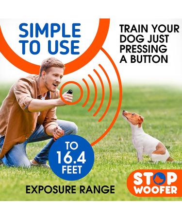 STOPWOOFER Ultrasonic Dog Training & Bark Control Device - Anti Barking Deterrent for Small, Medium, Large Dogs - Up to 16.4ft Range - Safe for Humans & Pets - Black - Buy Online on GoSupps.com