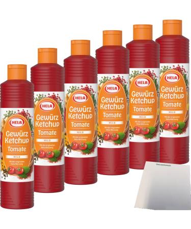 Hela Ketchup Sweet Tomato Spice Set of 6 (6 x 800 ml) + Usy Block
