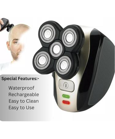 5-in-1 Waterproof Head Shaver Kit - Cordless Electric Razor for Bald Men | Grooming Set with Rotary Blades Clippers & Accessories - Buy Online on GoSupps.com