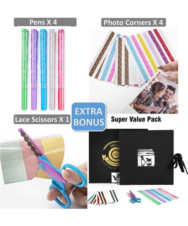 12x12 Inch Wedding Scrapbook Photo Album with 216 Photo Corners - 60 Pages, Black - Buy Online on GoSupps.com