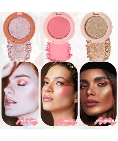 U-Shinein 3-in-1 Makeup Palette: Highlighter, Contour & Blush - Long-Lasting Pigment, Glow Pinkish (Color 01) - Buy Online on GoSupps.com