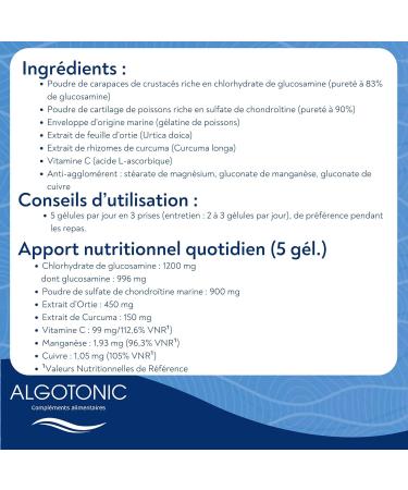 Algotonic - Arthro Confort Plus - Natural Food Supplement for Joints and Cartillages - 150 Capsules - Glucosamine Chondroiti - Buy Online on GoSupps.com