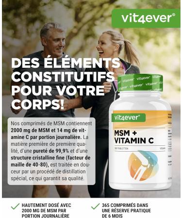 MSM 2000mg - 365 Tablets - With Acerola Natural Vitamin C - No Additives - 6 Month Supply - High Dosed - Vegan - Buy Online on GoSupps.com