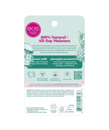 EOS Super Soft Sheer Lip Balm Coconut Milk & Pineapple Passion Fruit | 24-Hour Hydration | Moisture for Dry Lips | Gluten-Free | 4G | 2 Pieces - Buy Online on GoSupps.com