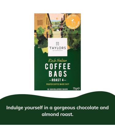Taylors Coffee Bags bundle contains Hot Lava Java Rich Italian Flying Start 10 Bags each Pack of 3 x 75g Wooden Spoon - Buy Online on GoSupps.com