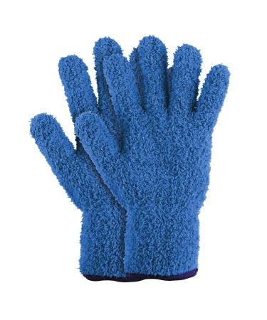 Molain 1 Pair Microfiber Dusting Gloves Reusable Washable Cleaning Gloves Mittens for Plants House Cleaning Car Blinds Lamps and Small Hard to Reach Corners(Blue)