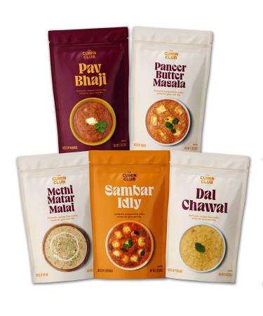 The Cumin Club Ready to Eat Vegetarian Indian Meal Kit - Comfort Indian Food - Vegetarian Meals Ready to Eat - Pack of 5 (Customer Favorites)