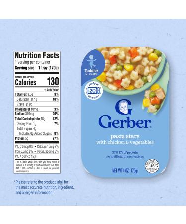 Gerber Pasta Stars with Chicken & Vegetables 6 oz (Pack of 6) | Nutritious Baby Food - Buy Online on GoSupps.com