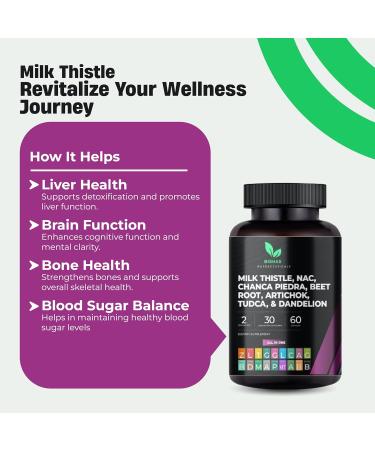 Mishas Nutraceuticals Milk Thistle Dandelion Root NAC and TUDCA Supplement Supports Liver Health Liver Cleanse Detox Kidney and Respiratory Health & Digestion System 60 Vegan Capsules - Buy Online on GoSupps.com