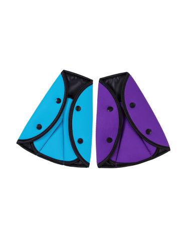 HONGXIN-SHOP Seatbelt Adjuster Universal Car Safety Harness Strap Vehicle Seat Belt Protector Clip Covers Triangle Positioners Fit Baby Toddler Kid Adult Secure Purple Blue 2 Pieces
