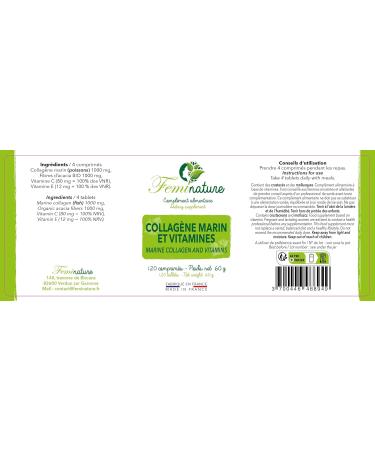 Marine Collagen - Type 1 - Face Wrinkles & Imperfection - Skin Hydration - Anti Aging - 2092 mg/Day - Joints - Vitamins C & E - 120 Tablets - Made in France - Buy Online on GoSupps.com