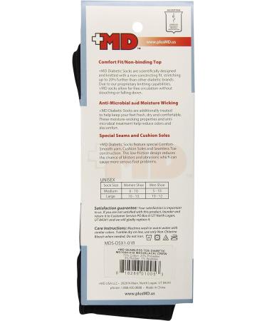 MD USA Seamless Toe-Wave-In Mesh Diabetic Crew Socks Black Medium - Buy Online on GoSupps.com