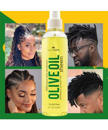 Black Queen Olive Oil Sheen Spray for Locs Dreadlocks Twists Braids Cornrows 4C Hair - Moisturizing Refreshing - 8 oz- Made in the USA (Pack of 2) 8 oz (Pack of 2) - Buy Online on GoSupps.com