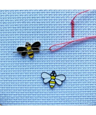 Bee Needle Minders for Cross Stitch, The Set of 2 Magnetic Needle Nanny, Embroidery Needlework Accessories